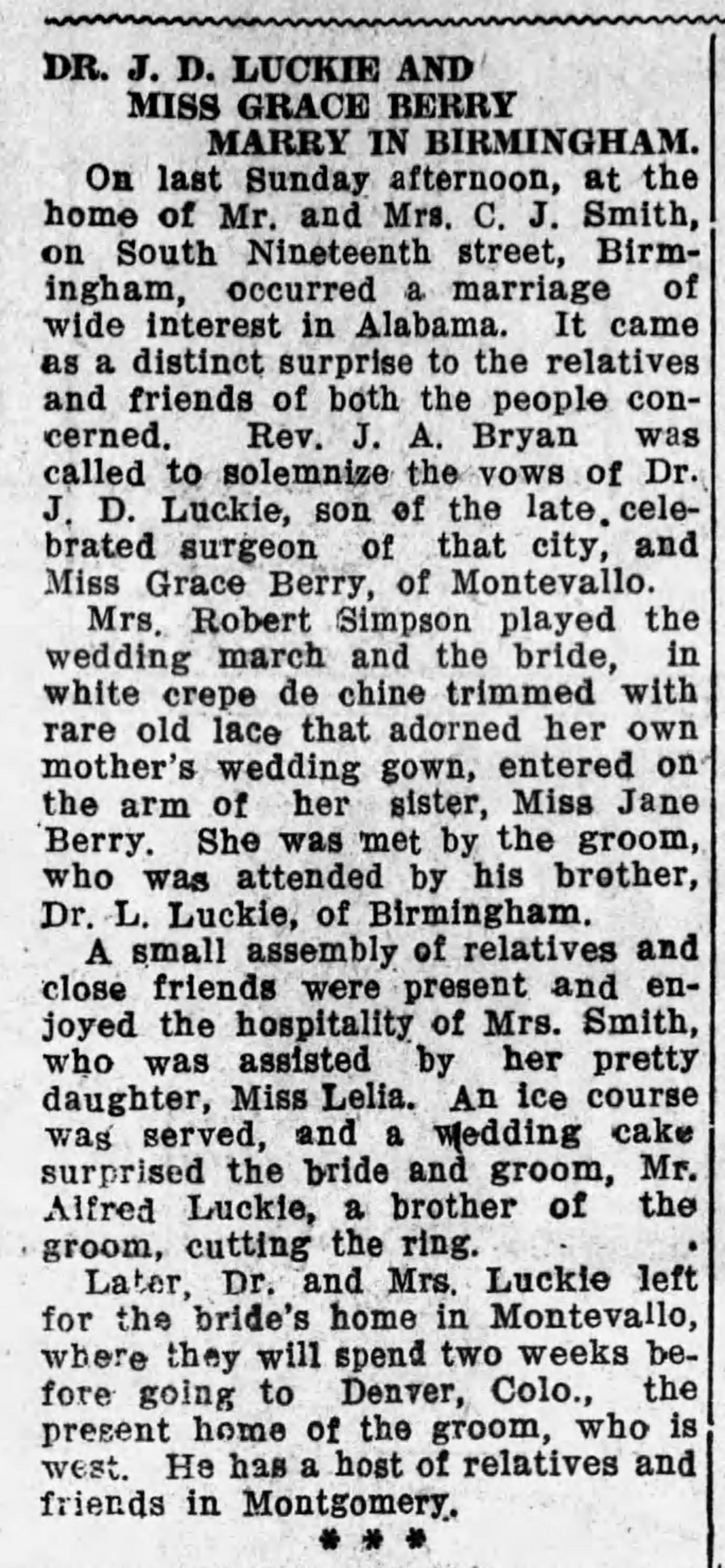 Dr. Luckie and Berry Marry